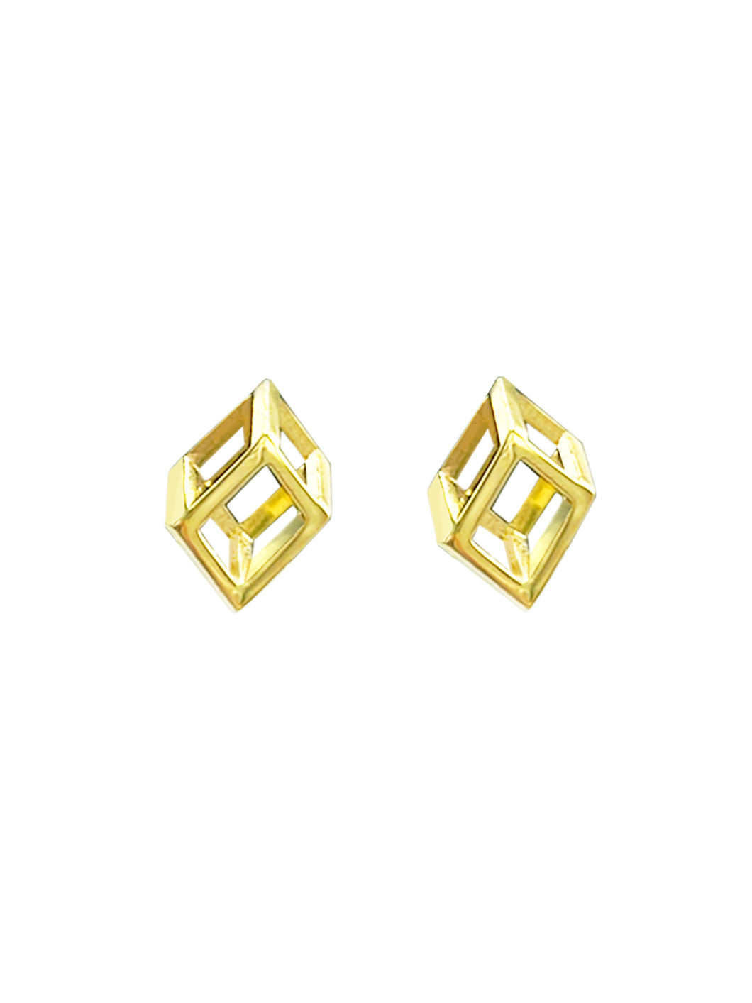 Gold Shifted Box Earrings