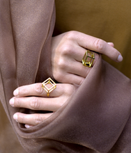 Load image into Gallery viewer, Gold Shifted Box Ring